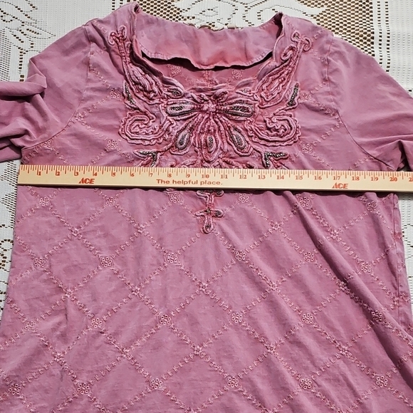 Soft Surroundings Pink Embroidered Top - Picture 3 of 8